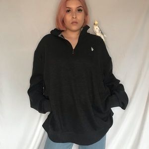grey polo fleece sweater